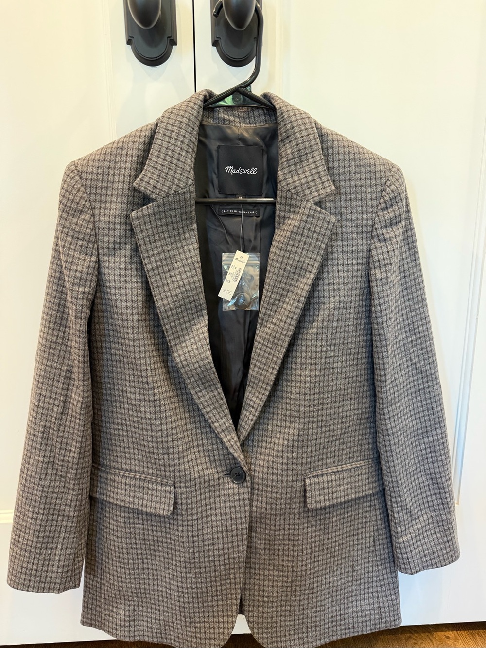 Madewell Houndstooth Single-Button Blazer (Relaxed Mercer Blazer)